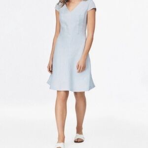 NWT Brooks Brothers Light Blue Linen Shift Dress Size 12 Business Casual Formal